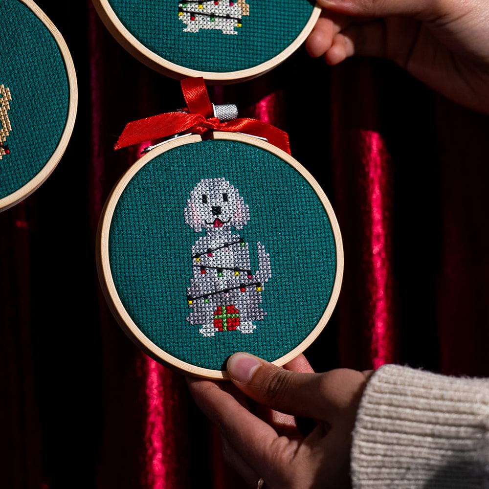 Craft Club Co CHRISTMAS LIGHTS - Christmas Mini Ornaments Cross Stitch Kit