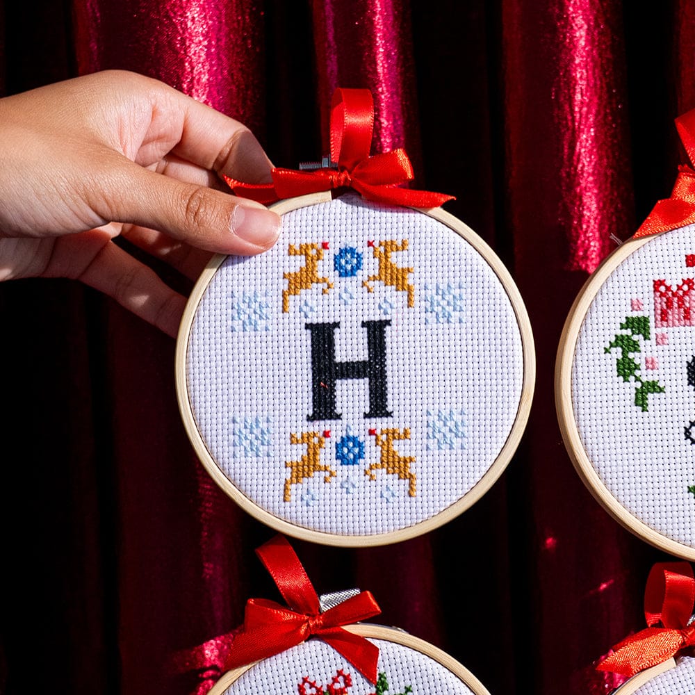Craft Club Co FAMILY INITIALS - Christmas Mini Ornaments Cross Stitch Kit