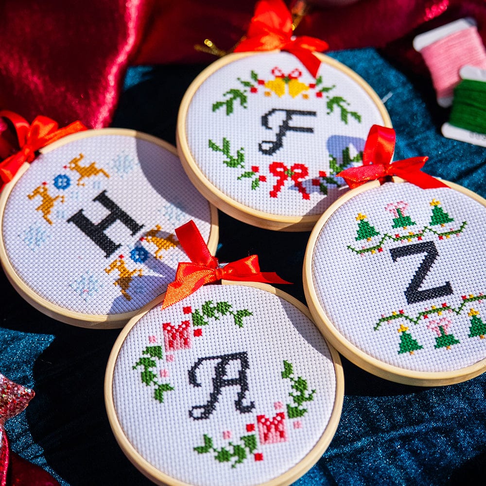 Craft Club Co FAMILY INITIALS - Christmas Mini Ornaments Cross Stitch Kit