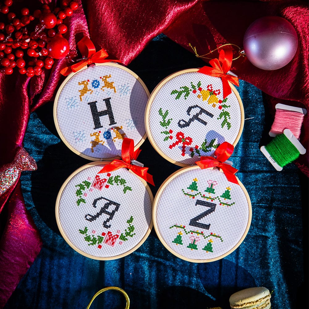 Craft Club Co FAMILY INITIALS - Christmas Mini Ornaments Cross Stitch Kit