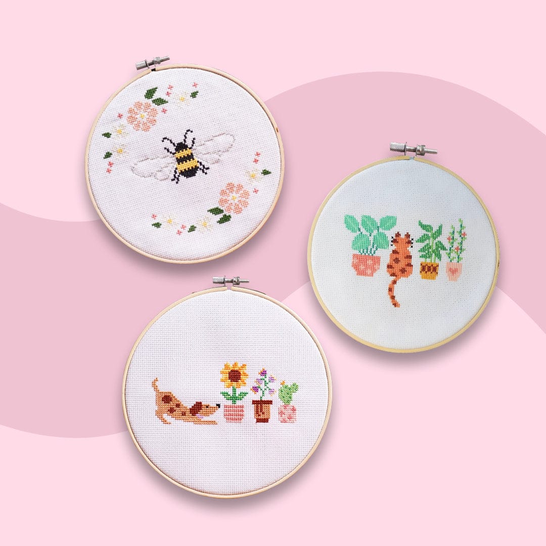 Craft Club Co FLORAL FRIENDS - Cross Stitch Kit Bundle