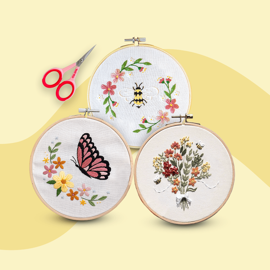 Craft Club Co FLORAL TRIO - Embroidery Kit Bundle