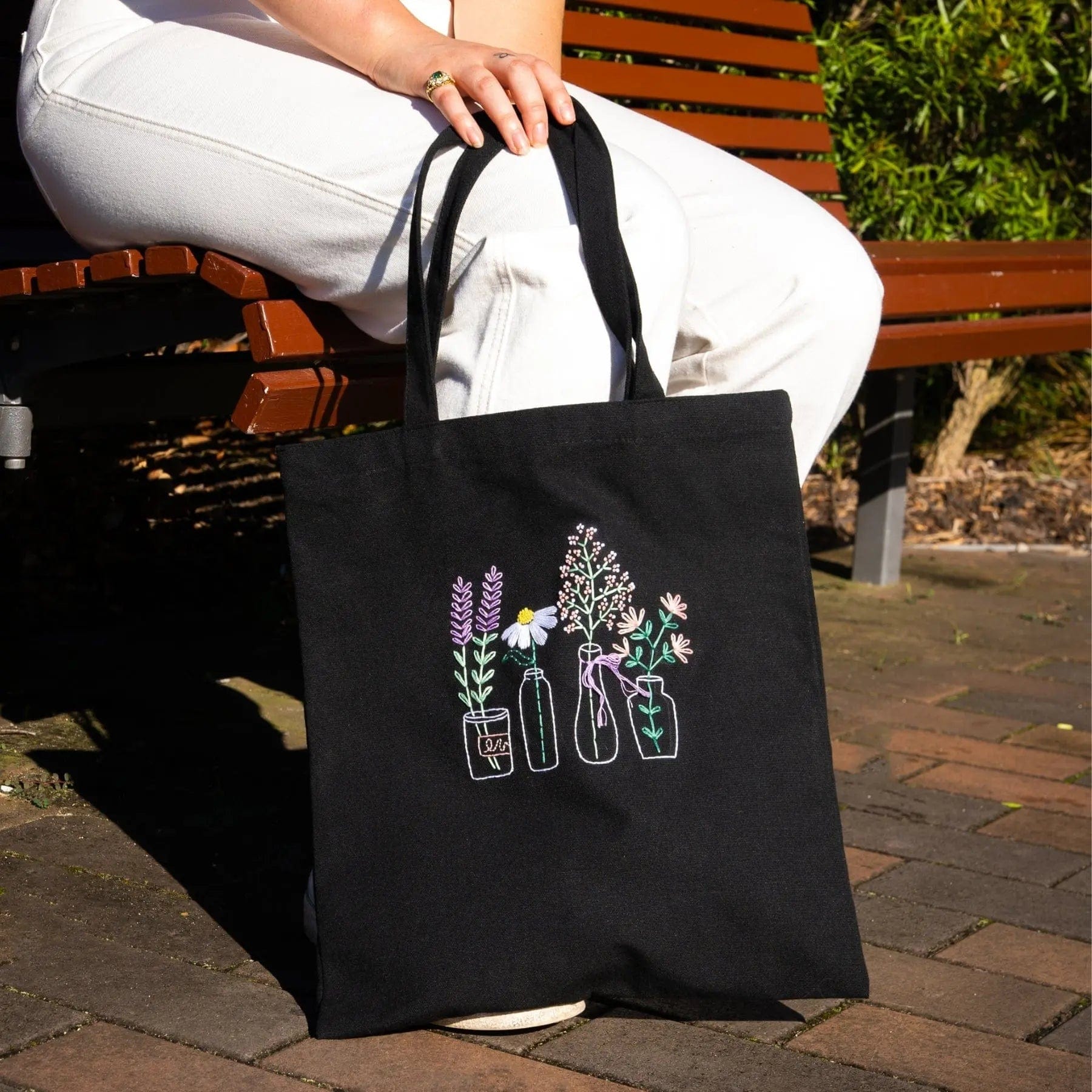 Craft Club Co GARDEN JARS Embroidered Tote Bag Kit