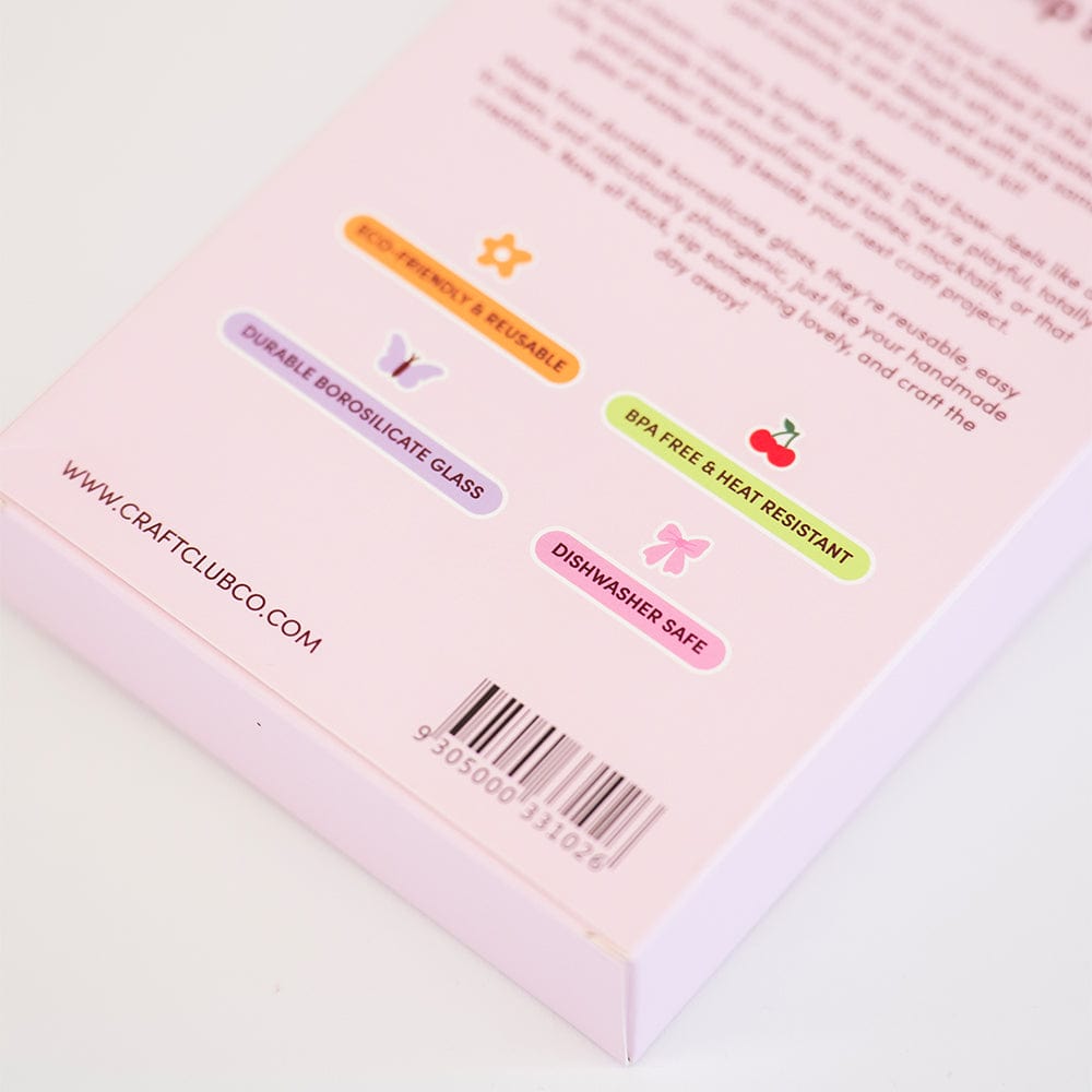 Craft Club Co CharmSip- 4 Pack Glass Straw