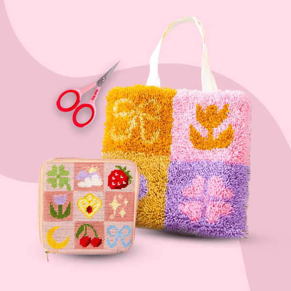 Craft Club Co LUCKY IN LOVE - Half Stitch Pouch & Latch Hook Bundle