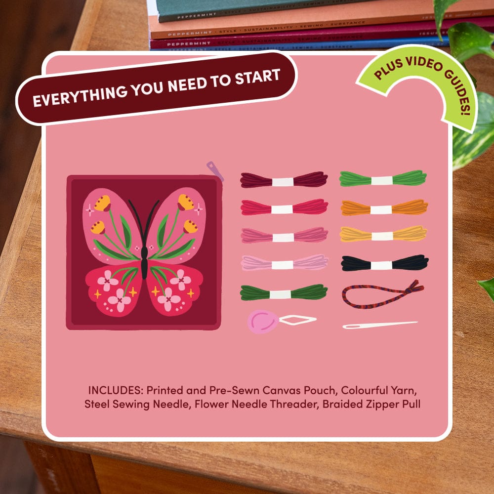 Craft Club Co Butterfly Bloom - Needlepoint Pouch Kit