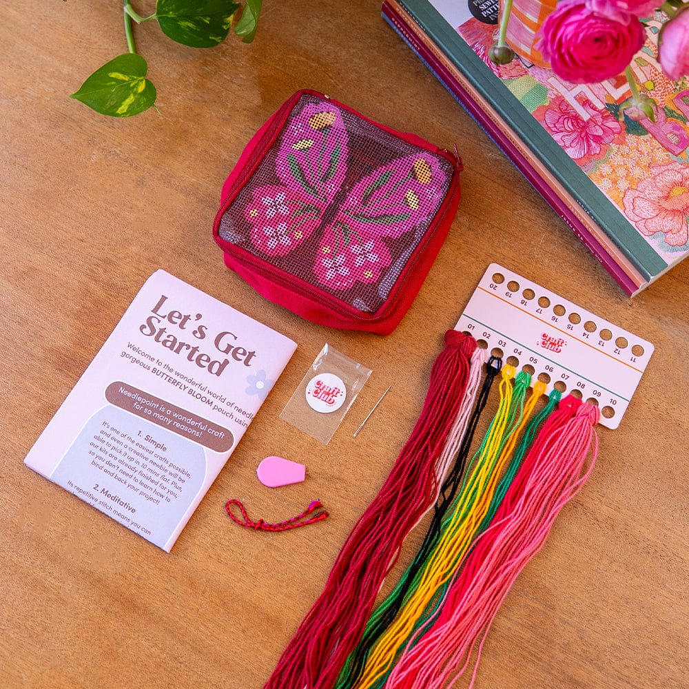 Craft Club Co Butterfly Bloom - Needlepoint Pouch Kit
