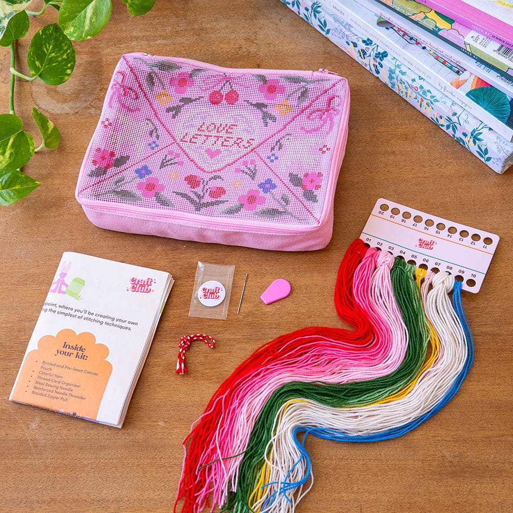 Craft Club Co Love Letters - Needlepoint Pouch Kit