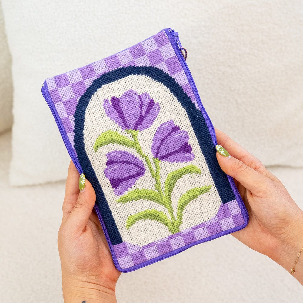 Craft Club Co Purple Petunias - Needlepoint Pouch Kit