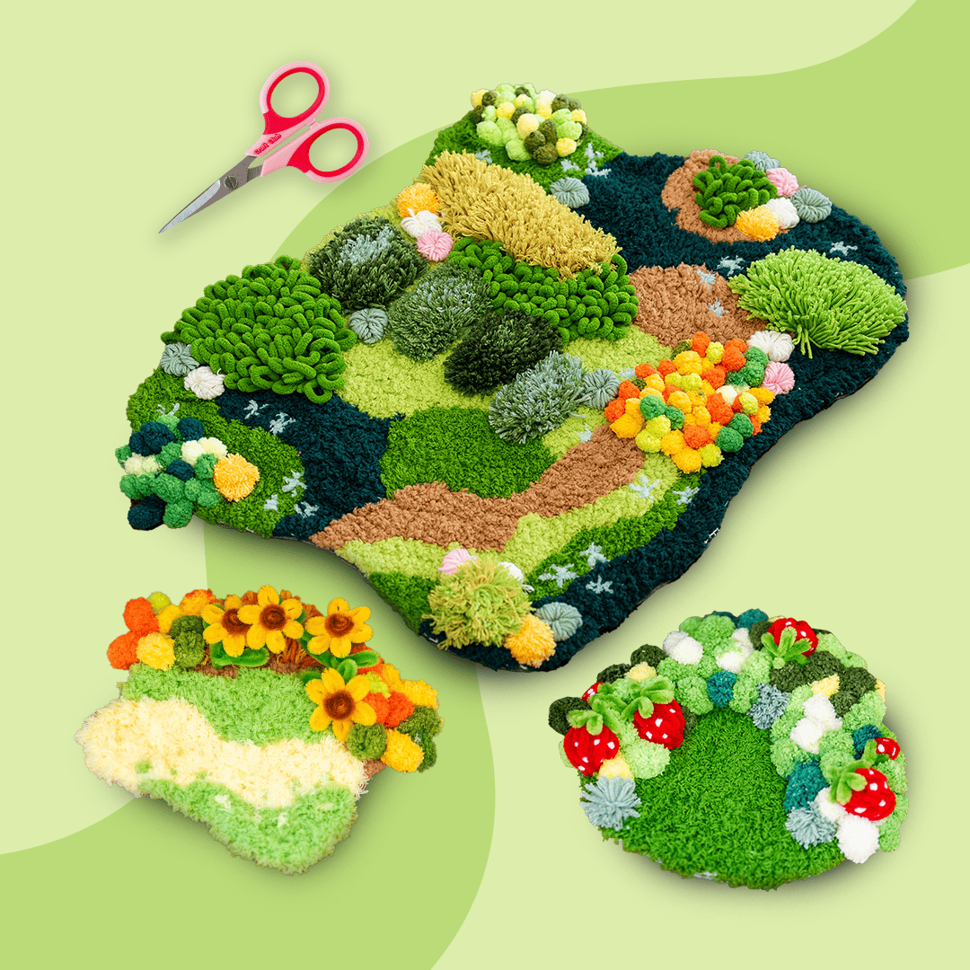 Craft Club Co FOREST & FLOWERS - Moss Rug and Coaster Bundle