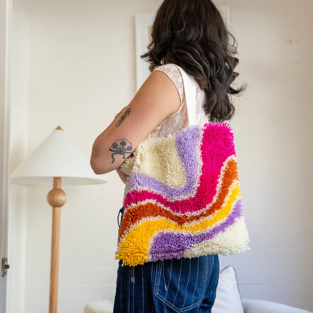 Craft Club Co MAKING WAVES Tote Bag Kit | Latch Hook Tote Bag