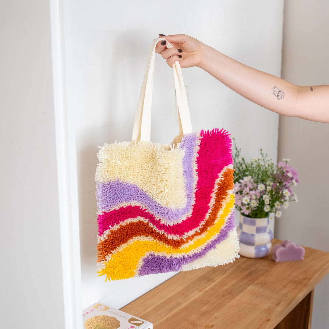 Craft Club Co MAKING WAVES Tote Bag Kit | Latch Hook Tote Bag