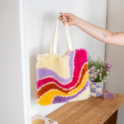Craft Club Co MAKING WAVES Tote Bag Kit | Latch Hook Tote Bag