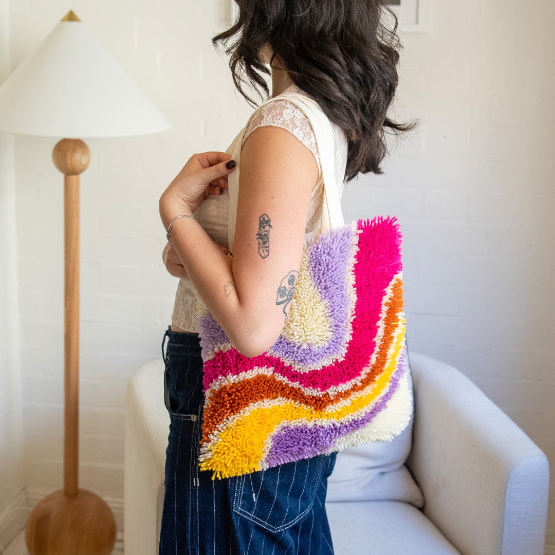 Craft Club Co MAKING WAVES Tote Bag Kit | Latch Hook Tote Bag