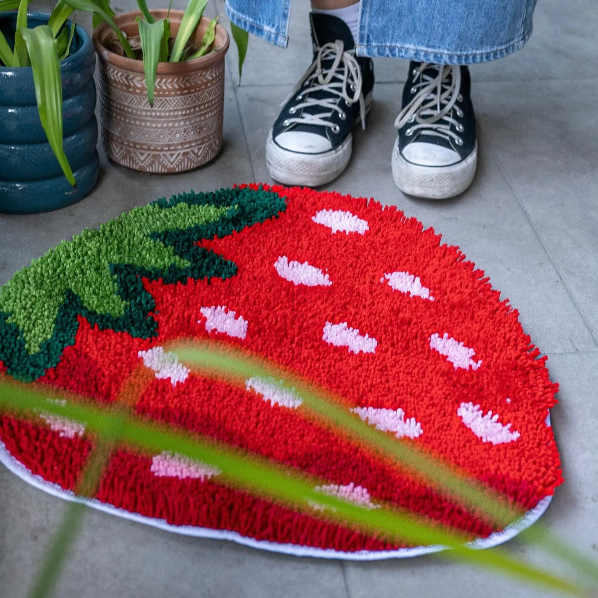 Stawberry Rug STRAWBERRY DREAMING Latch Hook Rug Making Kit | Craft Club