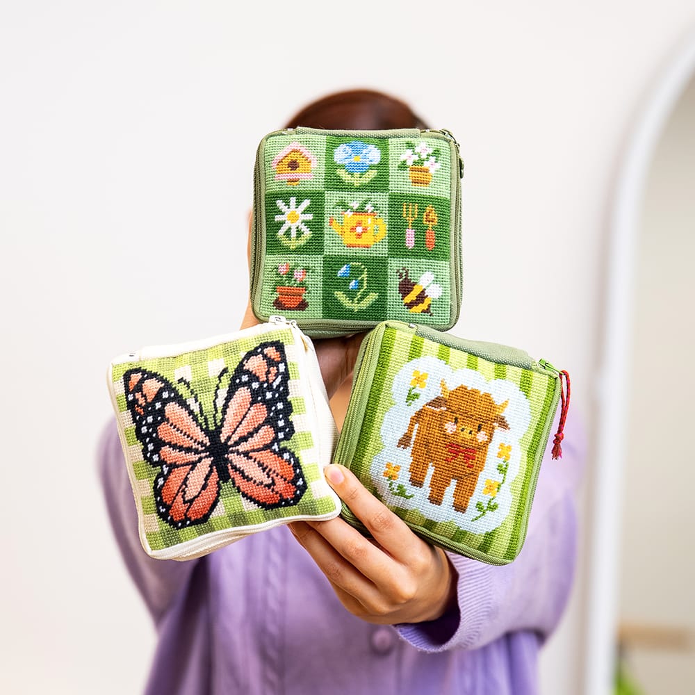 Craft Club GARDEN CHARMS - Needlepoint Pouch Kit
