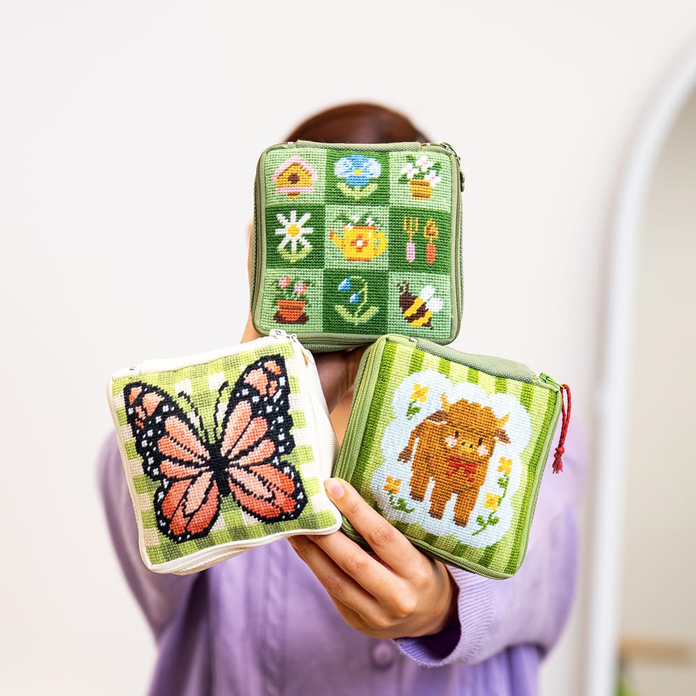 Craft Club GINGHAM BUTTERFLY - Needlepoint Pouch Kit