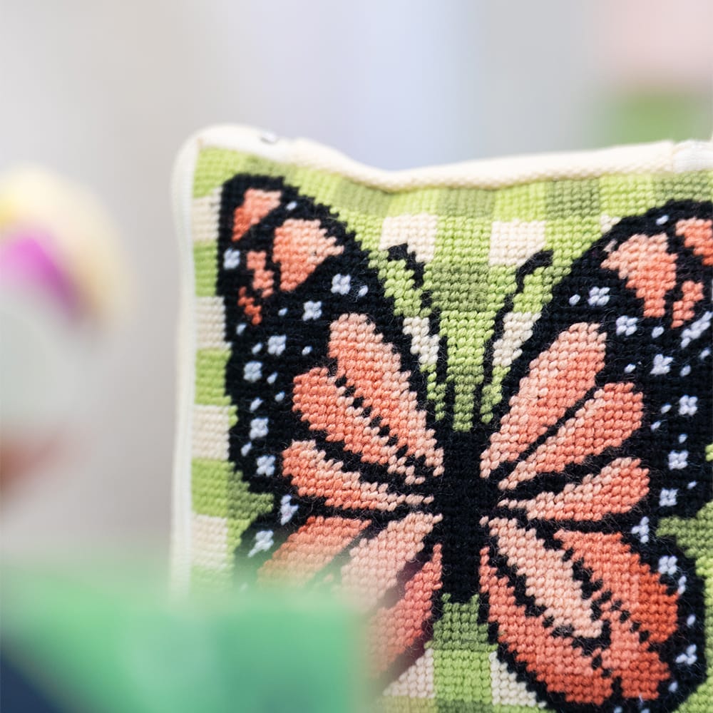 Craft Club GINGHAM BUTTERFLY - Needlepoint Pouch Kit