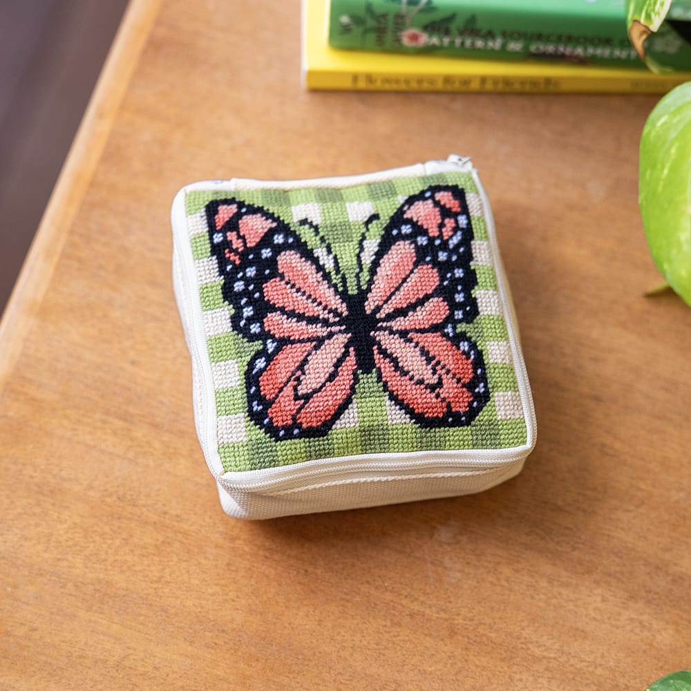 Craft Club GINGHAM BUTTERFLY - Needlepoint Pouch Kit