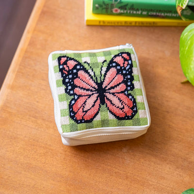 Craft Club GINGHAM BUTTERFLY - Needlepoint Pouch Kit