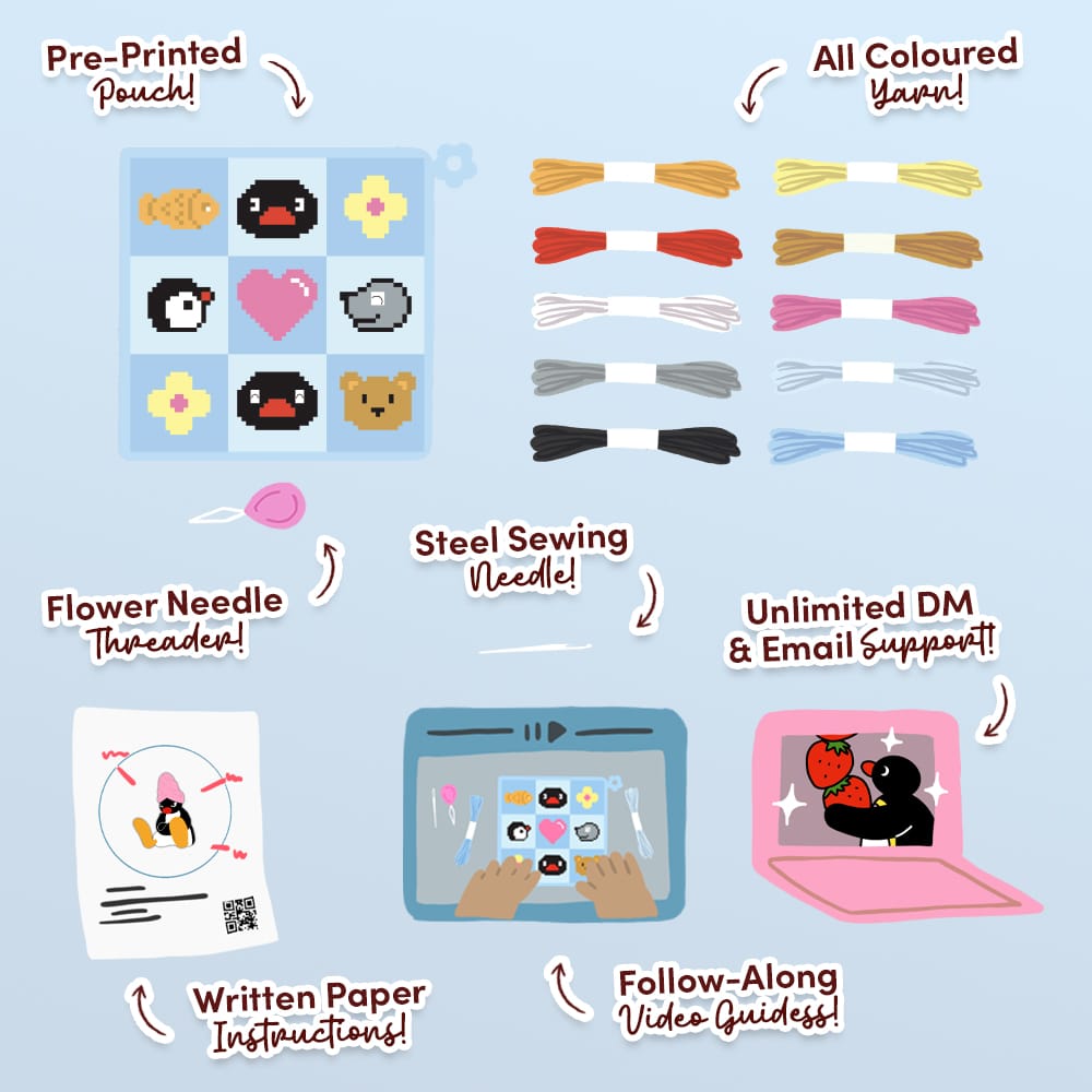 Craft Club PINGU™ & FRIENDS - Needlepoint Pouch Kit