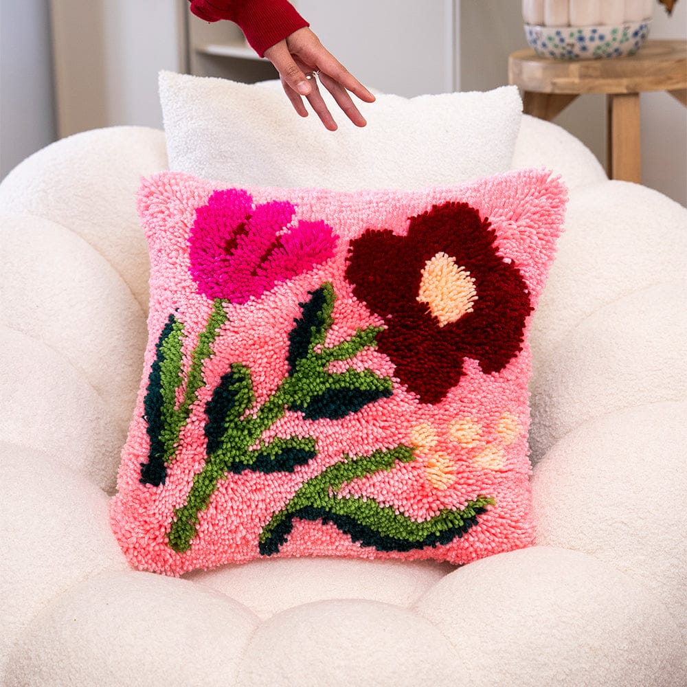 Craft Club Fuchsia Wild Blooms - Latch Hook Cushion Kit