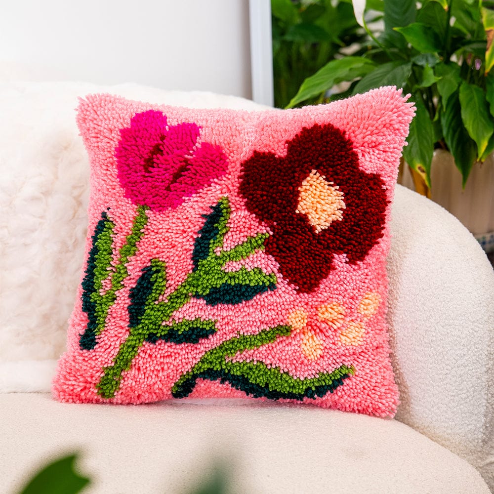 Craft Club Fuchsia Wild Blooms - Latch Hook Cushion Kit