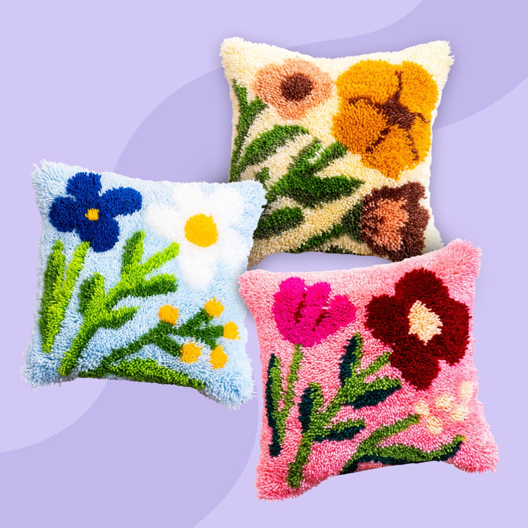 Craft Club Wild Blooms Trio - Latch Hook Cushion Bundle