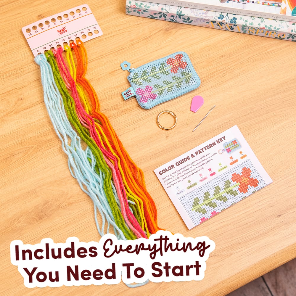 Craft Club BEGINNER BLOOMS - Needlepoint Taster Pouch Kit