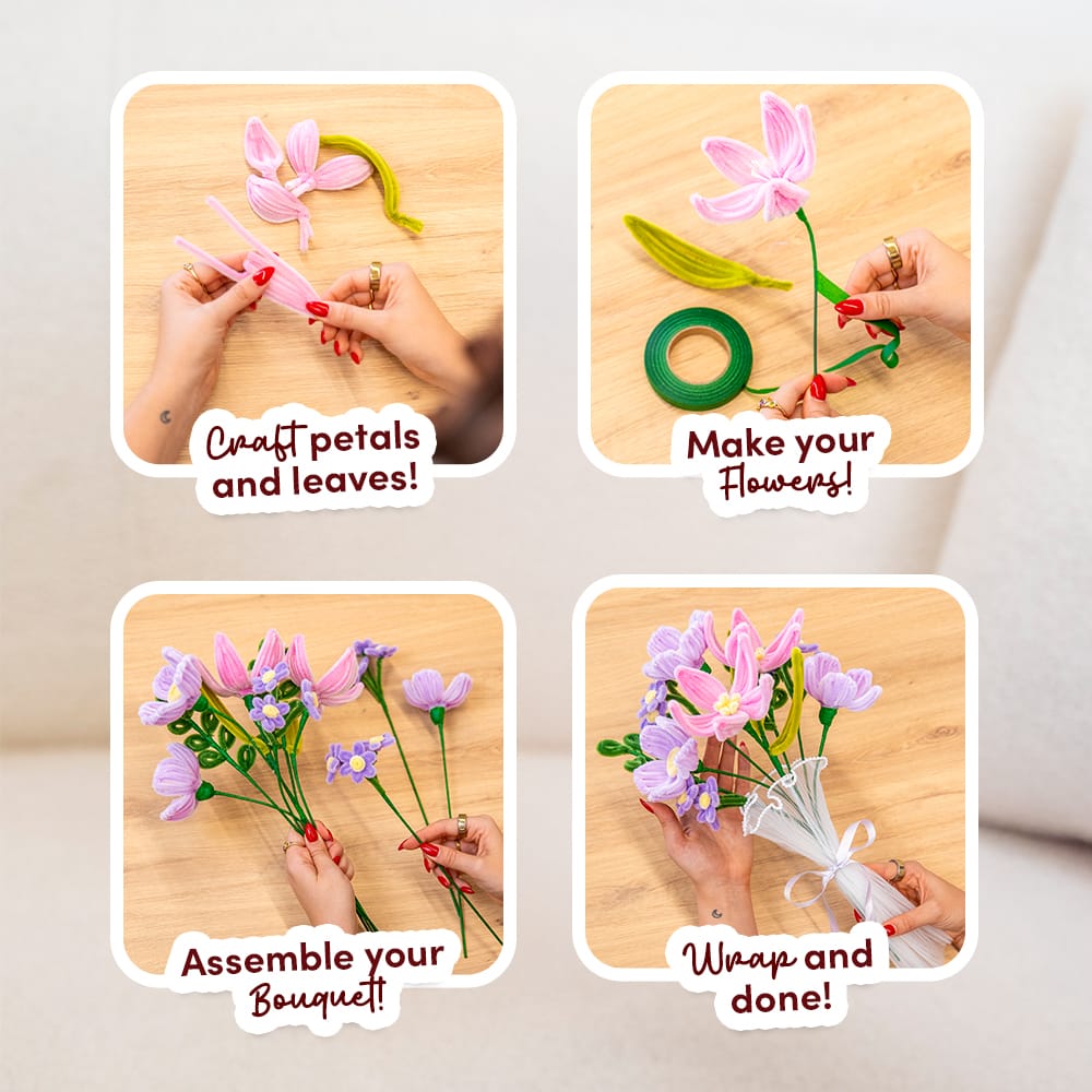 Craft Club GOLDEN SUNFLOWERS - Pipe Cleaner Bouquet Kit