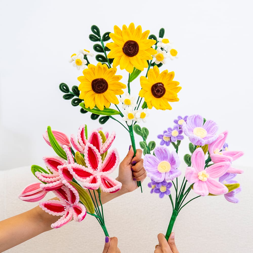Craft Club GOLDEN SUNFLOWERS - Pipe Cleaner Bouquet Kit
