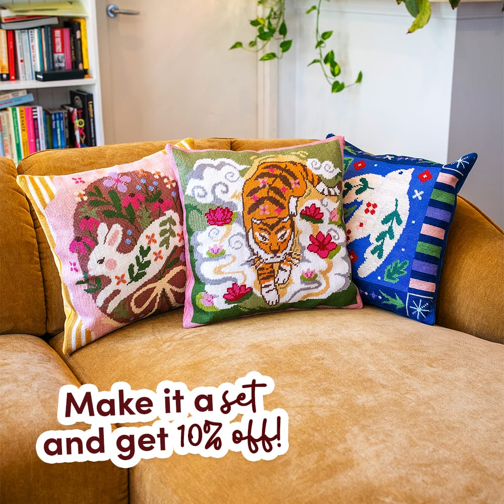 Craft Club BOUNDING BUNNY - Tapestry Needlepoint Cushion Kit
