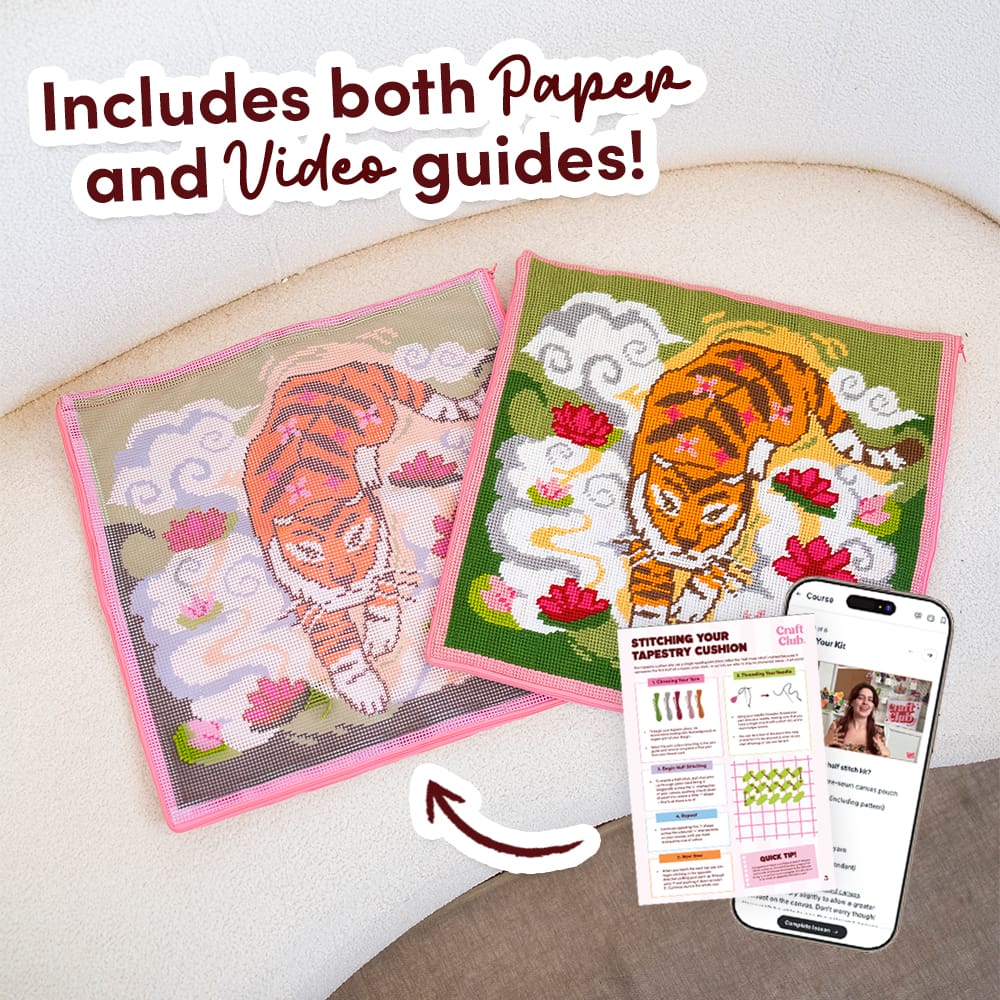 Craft Club GENTLE TIGER - Tapestry Needlepoint Cushion Kit