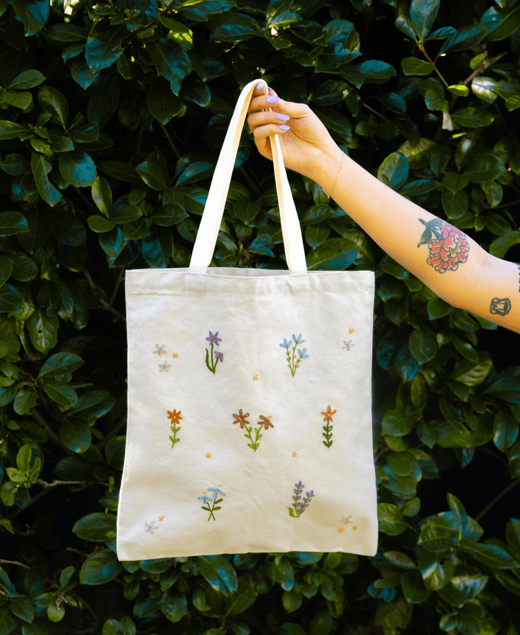 FLOWER FIELD Embroidered Tote Bag Kit Buy Embroidery Kits Online