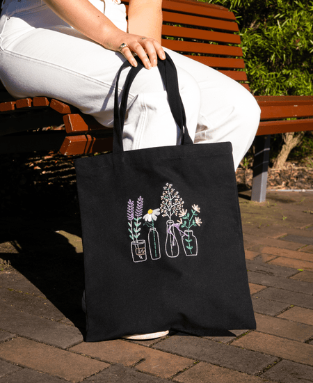 Craft Club Co Australia GARDEN JARS Embroidered Tote Bag Kit