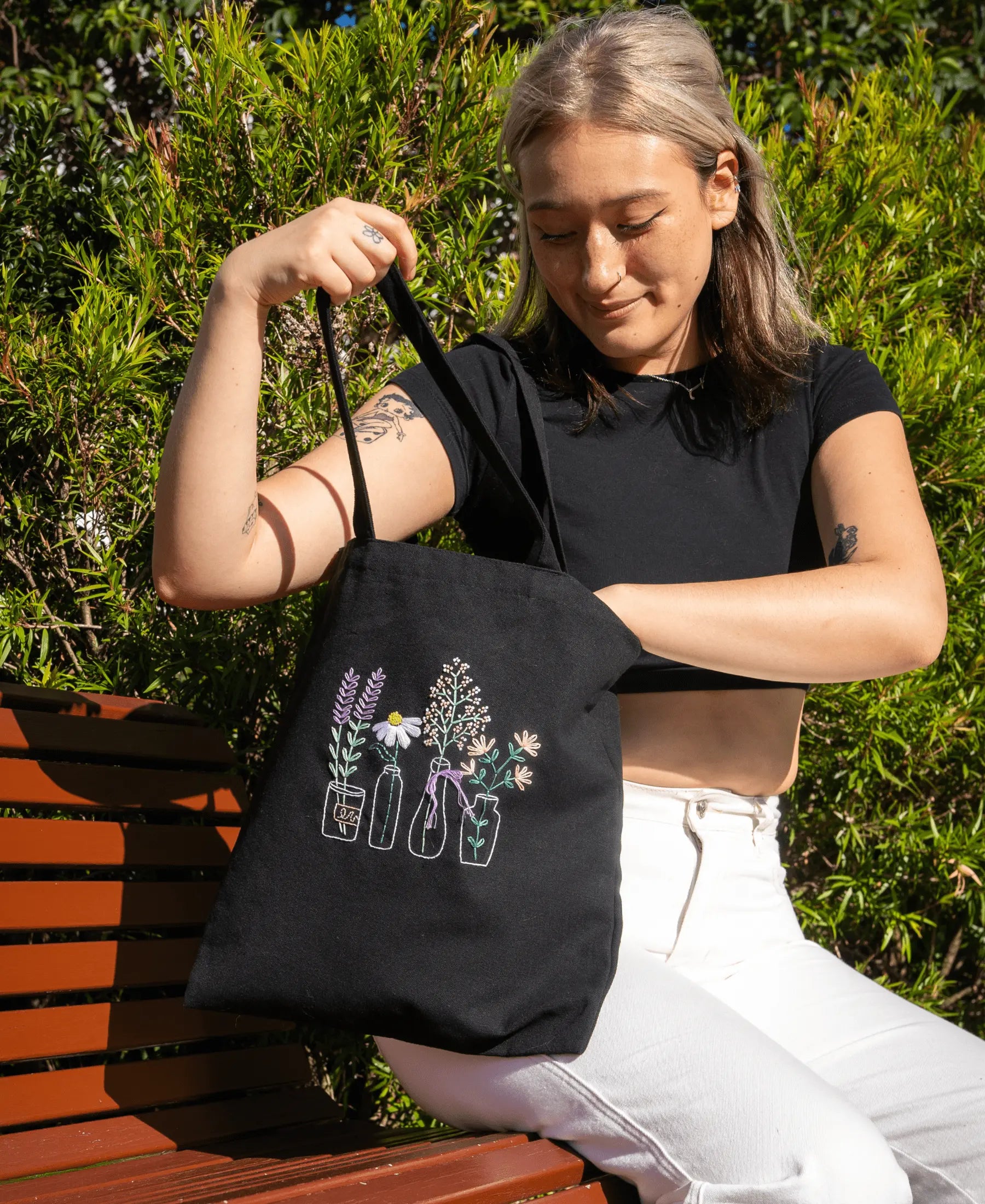 Craft Club Co Australia GARDEN JARS Embroidered Tote Bag Kit
