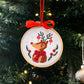 Craft Club Co CHRISTMAS MINI ORNAMENTS Cross Stitch Kit. A close up of the reindeer design, showing the stitching details of the reindeer and the holly around it.